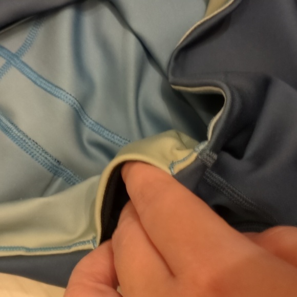 Nike Reversible Baby Blue Buter Yellow Leggings Athleasure Running Athletic Sz L - Picture 12 of 14